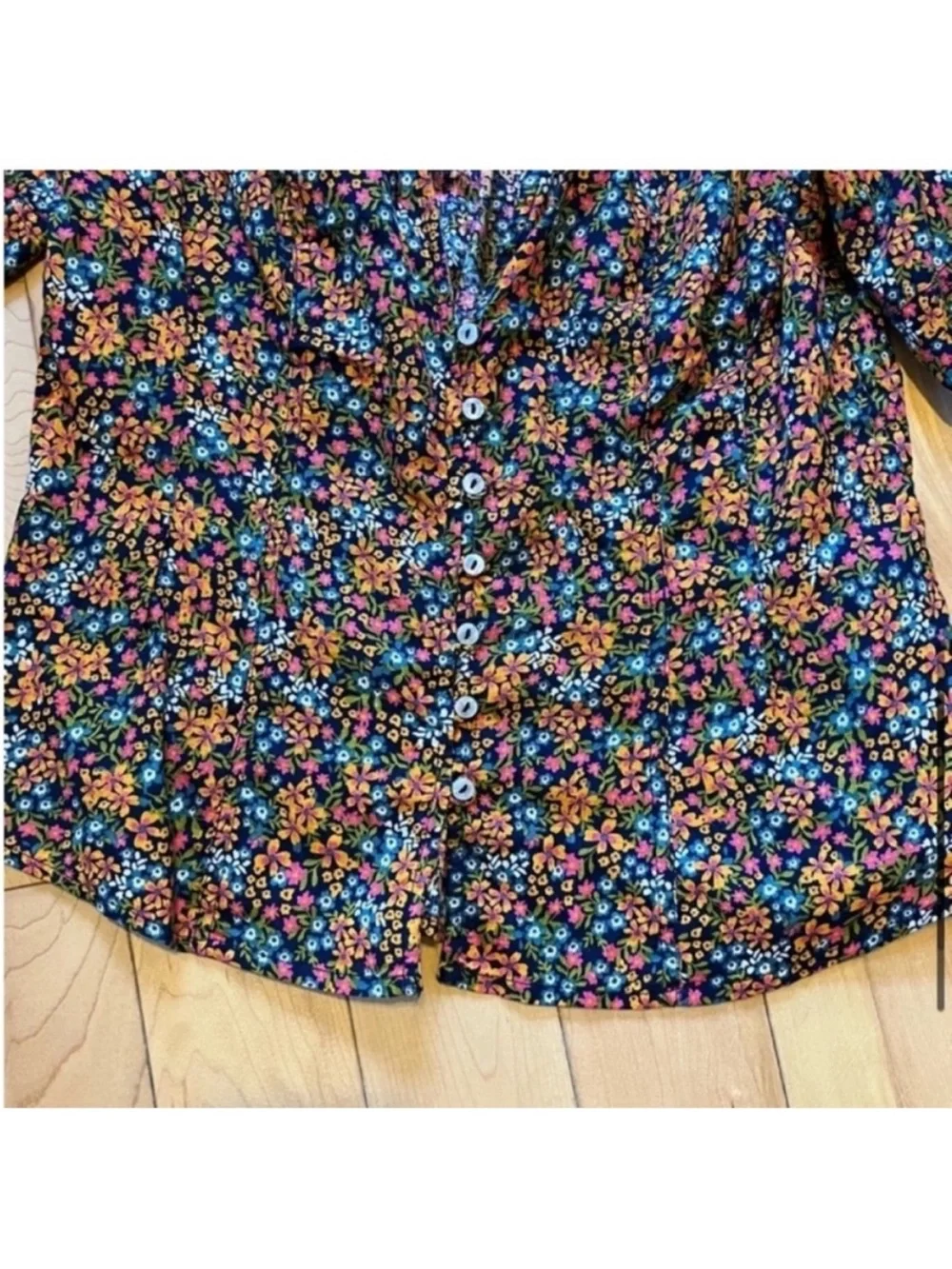 NWT Free People I Found You Printed Top in Navy Combo size medium